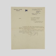 Autografo Armatore Achille Lauro Napoli 1948 Il Risorgimento Alberto Consiglio