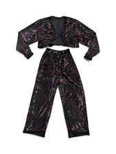 PANTALONE VINTAGE DISCO NERO PAILLETTES E BOLERO JEANIE USA S