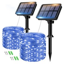 btfarm 2 Pezzi Catena Luminosa Esterno Solare 8+2M 80LED Luci Natale Esterno