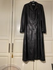 Privilegio Trench Cappotto Donna lungo,taglia44,pelle nero riflessi in marrone