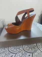 Scarpe zeppa Fiori Francesi taglia 35, color brandy, pelle cuoio