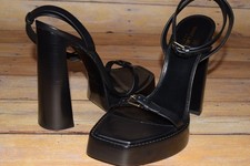 Sandali nuovi con scatola YSL Saint Laurent Platz 105 doppia fibbia tg 39,5-40 neri plateau