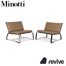 Minotti Delaunay Poltrona In Pelle Beige Vintage