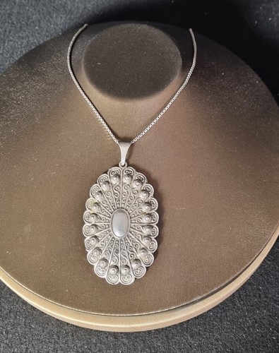 Collana con pendente - ovale, 925