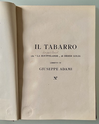 Tabarro puccini spartiti - tabarro,
