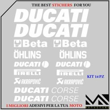 KIT ADESIVI SPONSOR tecnici MOTO DUCATI adesivi sponsor moto carena colore bianc