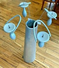 SET VASO E STELI PORTACANDELE IN ALLUMINIO GREZZO LEVIGATO  - MAOLI E PROGETTI