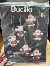 Super Babbo Natale Feltro Applique Decorazione Natalizia Kit Bucilla Set di 6 Nuovo con scatola