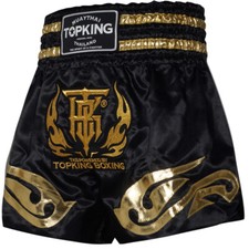 Pantaloncini da boxe TKB TopKing Muay Thai Kickboxing MMA nero-oro spedizione gratuita