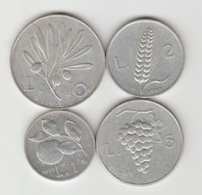 ITALIA REPUBBLICA 1 + 2 + 5 + 10 LIRE 1948 - 1949 - 1950 ANNI MISTI #SET63