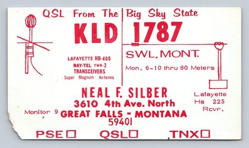 Radio qsl kld 1787 montana - cb,