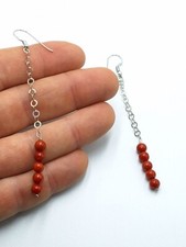 Orecchini pendenti   Palline di Vero corallo rosso Naturale  In Argento 925