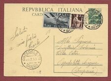cartolina postale storia Democratica L. 12 CAPRIATE S.GERVASIO Posta Aerea 1949