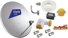 KIT SAT: PARABOLA ACCIAIO 60 CM+LNB 4 USCITE + 20 METRI CAVO + SAT FINDER+STAFFA
