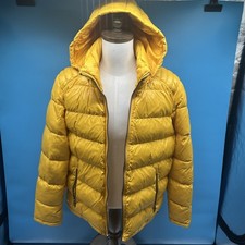 GUESS Giacca invernale gialla con cappuccio e zip davanti taglia XL 220MP304