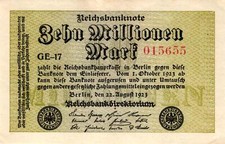 Ro 105a 10 Mio Mark 1923 FZ:GE BZ:17 aUNC