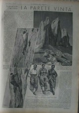 TRE CIME LAVAREDO PRIMA SALITA VINTA PARETE NORD 1933 COMICI DIMAI ALPINISMO