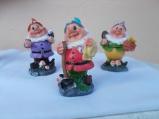 3 PUPAZZETTI NANI GNOMI MINATORI FALEGNAMI in resina NO MARCHIO STATUINE VINTAGE