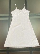 SOTTOVESTE CAMICIA DA NOTTE VINTAGE ANNI '50-'60 BIANCA CON PROFILO IN PIZZO