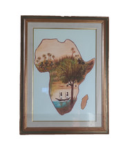 QUADRO SOGGETTO AFRICA  PITTURA A OLIO  STILE NAIF