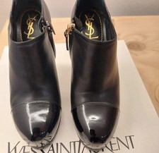 YVES SAINT LAURENT Tribute Two black patent and leather ankle boots sz 35.5
