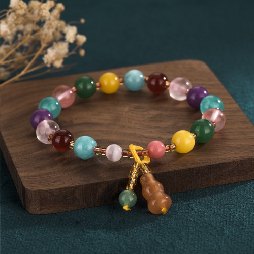 Bracciale perle rotonde multi