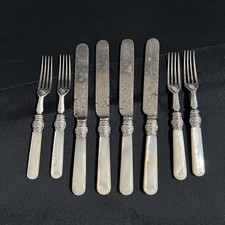Set posate 8 pezzi vittoriane con manico in madreperla placcato argento