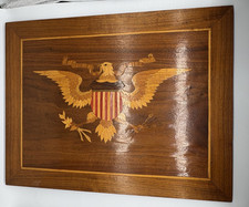 Vintage anni 70 Great Seal Stati Uniti Aquila intarsiato legno non firmato