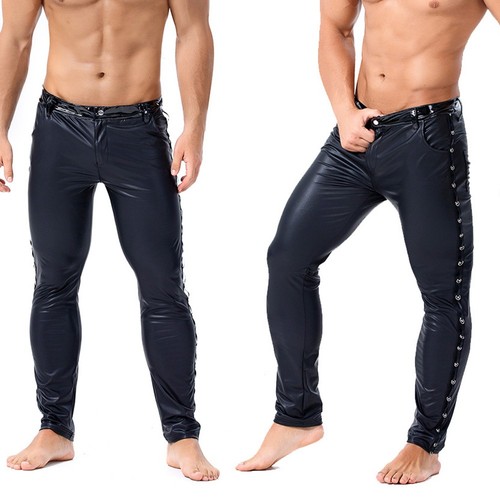 Pantaloni uomo ecopelle skinny