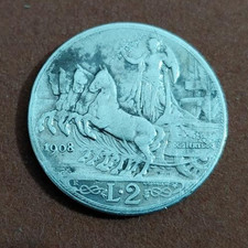 2 Lire Argento 1908 Quadriga
