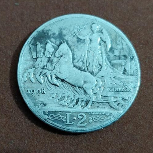 Lire argento 1908 quadriga - 2,