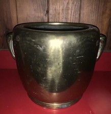 Antica fioriera giapponese in ottone incisioni in tutto