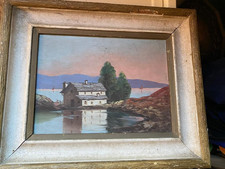 QUADRO DIPINTO OLIO SU CARTONCINO PANORAMA CORNICE COEVA