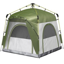 Outsunny Tenda 2 Posti Pop Up da Campeggio Porta a Cerniera e 3 Finestre Verde