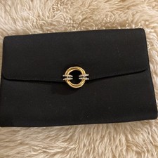 Borsa da sera RODO Italy nera satinata oro/strass con catena a tracolla nuova senza etichette