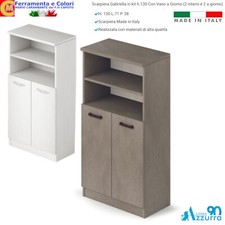 Scarpiera Mobile Bagno 2 Ante + Vano Giorno Bianco Frassino Argilla 71x38x130