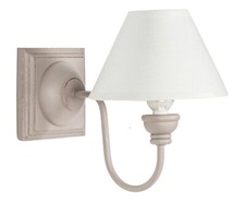 Applique Antique Shabby Grigio Perla - 1 Punto Luce - Legno Tessuto - 20 x 32 cm