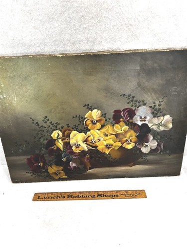 Antico dipinto olio - antico, pansies