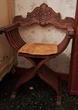 Coppia di Sedie Savonarola, Artigianato Italiano, Barocco piemontese