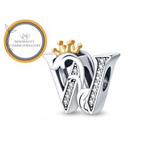 Crown W Letter Charm, W Letter