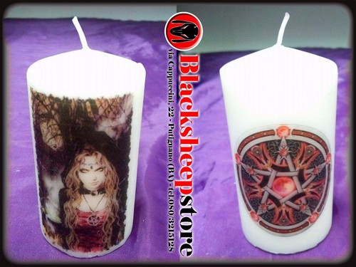 Candela con strega pentacolo - strega,