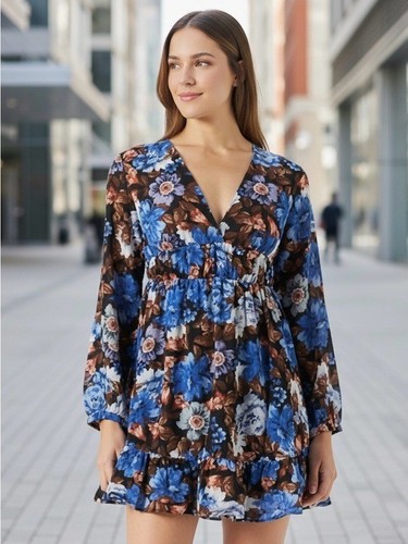 Mini abito zara blu marrone - e,