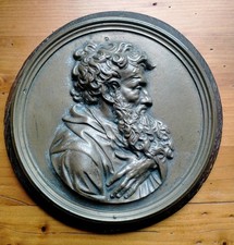 Medaglione antico Placca  in bronzo San Paolo 17 cm