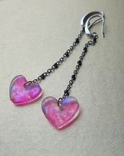 Orecchini CUORI ROSA pendenti artigianali in resina? REGALO FESTA DELLA MAMMA
