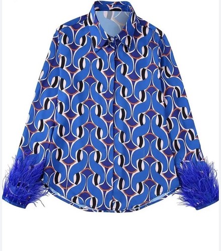 Camicia donna blu - , stampata