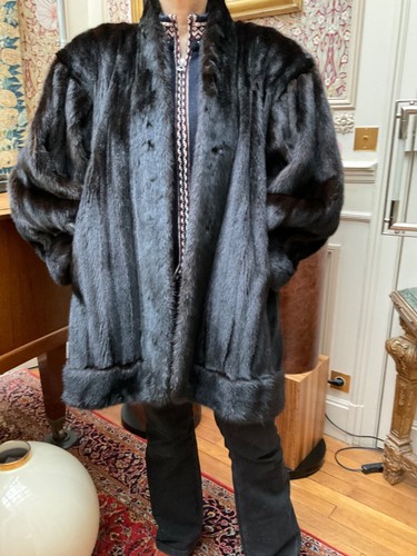 Manteau fourrure vison jean - fourrure,