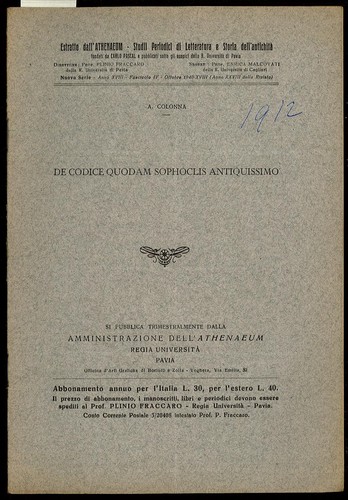 Codice quondam sophoclis - de,