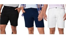St. John's Bay Men's 9" Mid Rise Stretch Fabric Chino Shorts White, Black & Blue
