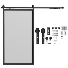 HOMCOM Kit Porte Scorrevoli 90kg max in Acciaio al Carbonio Nero con Accessori