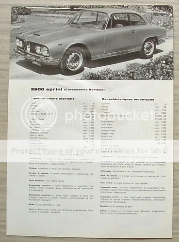 Alfa romeo 2600 - sprint, scheda